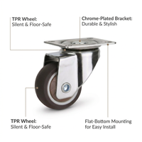 Swivel Castor Wheels Trolley for Furniture, Heavy Duty Castor Wheels, Silent Rolling Replacement Casters, DIY Furniture Swivel Wheels
