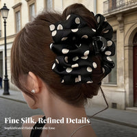 Airy Ribbon Fastener French Design Speckled Spot Ribbon Hair Fastener Lustrous Material Ribbon Hair Grip Secure Hold Nonslip