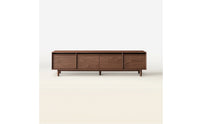 TV Cabinet with Doors Low-Profile TV Stand Wooden Media Console for Living Room