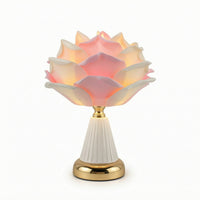 Rose Table Lamp Smooth Dimming Ceramic Lamp with USB Switch Ambient for Vanity