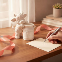 Cow Planter Adorable Cow Figurine with Planter Compact for Home Office, Nursery