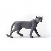 Leopard Figurine Flocked Leopard Statue Velvet-Textured Ornament for Decorators, Shelf