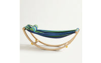 Rocking Hammock with Stand Striped Wooden Hammock Swing Curved Rocking Swing Chair for Kids, Young Children, Playroom, Balcony, Nursery