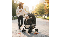 Foldable Pet Stroller Breathable Mesh Window Detachable Pet Carrier Stroller