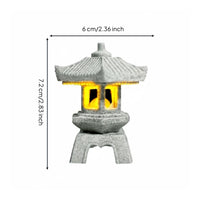 Miniature Stone Lantern Antique Finish Bonsai Decoration Handcrafted Look Tranquil Garden Pagoda Figurine for Hobbyists