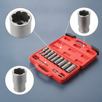 11 Pieces Nut Extractor Set High-Hardness Bolt Extractor Socket Set Heat-Treated Removal Tool for Mechanics, Workshop