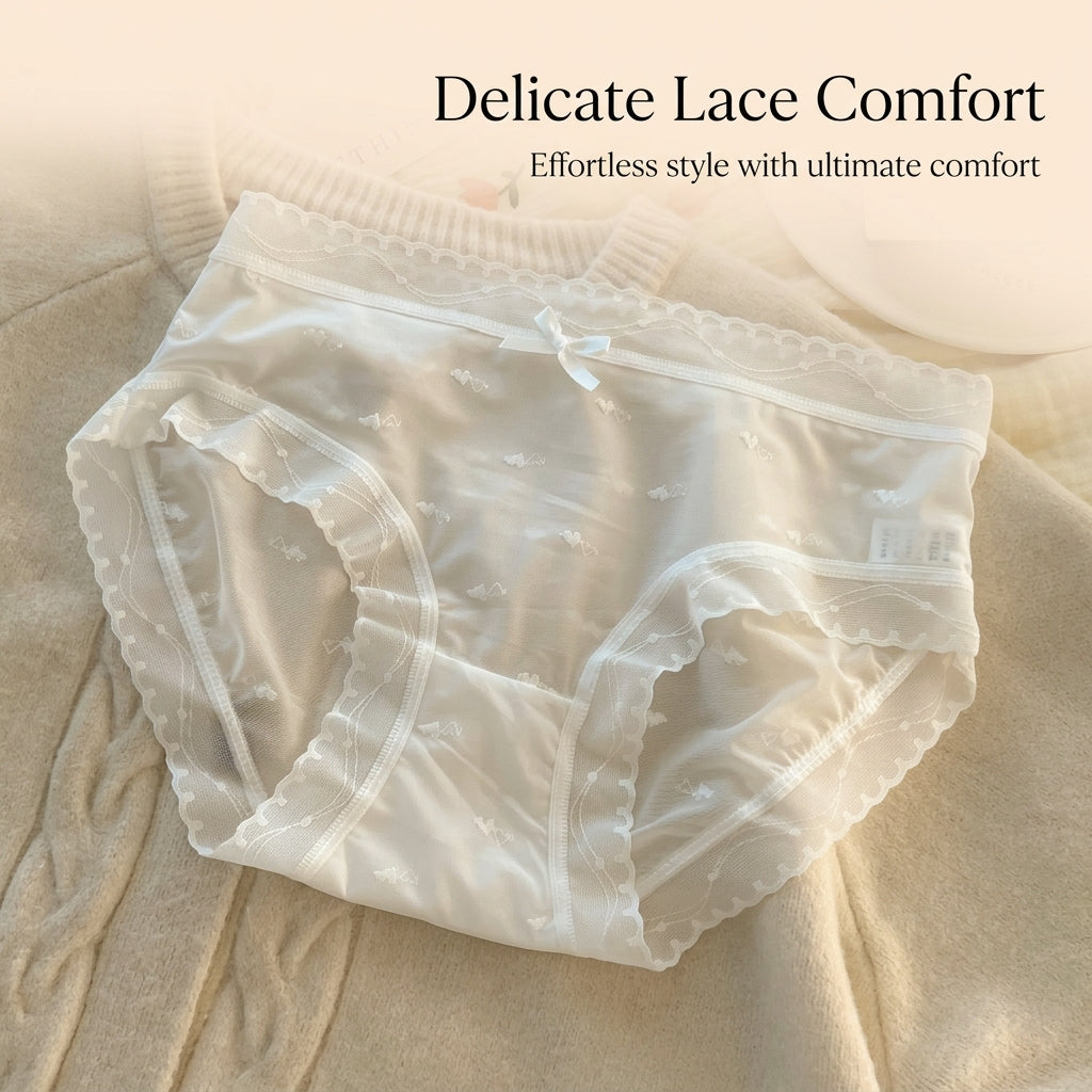 Underwear Women Multipack with Hygienic Gusset, Breathable Lace Knickers for Girls Everyday Wear, Comfortable Mid-Rise