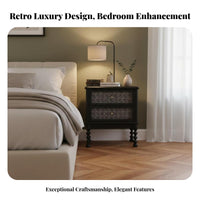 Rattan Drawer Nightstand Multi-Purpose Bedside Cabinet Easy Assembly for Adults
