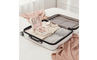 Compact Jewelry Storage Case Zippered Portable Jewelry Case Structured Faux Leather for Travelers, Women, Weekend Trips, Dressing Table
