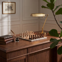 Chess Board with Pieces Square Chess Ornament Eye-Catching Statue for Desk