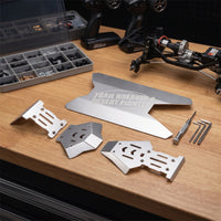 Chassis Skid Plate Guard Brushed Metal Chassis Guard Heavy Duty Skid Plate for Hobbyists, Builders, Rough-Terrain, Trail Riding