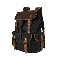 Waxed Canvas Backpack Retro Backpack with Leather Trim Classic Rucksack for Journeyers, Travel