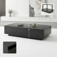 Rectangular Coffee Table Black Low-Profile Coffee Table Modern Furniture for Living Room, Apartment, Lounge