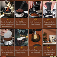 Solid Wood Coffee Tamper and Distribution Needle Storage Board Set