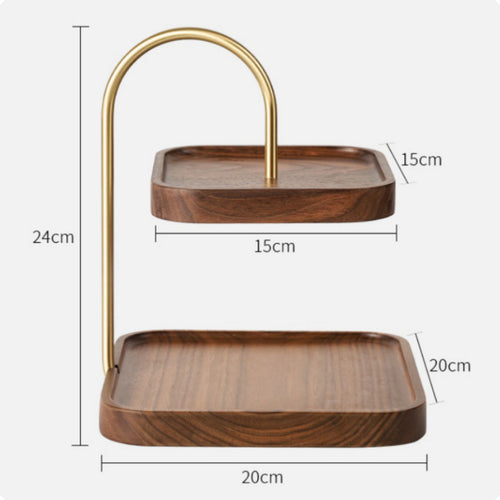 2-Tier Wooden Stand Versatile 2-Tier Serving Tray Centerpiece Two-Layer Fruit Plate for Parties, Kitchen Counter, Dresser