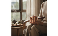 Copper Pitcher with Wooden Handle Hammered Tea Pitcher with Handle Heat-Resistant Gravy Boat
