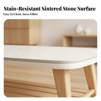 Japanese and design dual-level Rectangular Centerpiece Modern Design 2-Tier Rectangular Table Rounded Corners Living Room Furniture Easy to Clean for Apartment Dwellers, Families, property owners, Home, Lounge Area, Office, Bedroom
