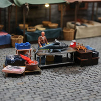 Tuna Market Figurine Set Collectible Seafood Scene Miniature Handmade Look