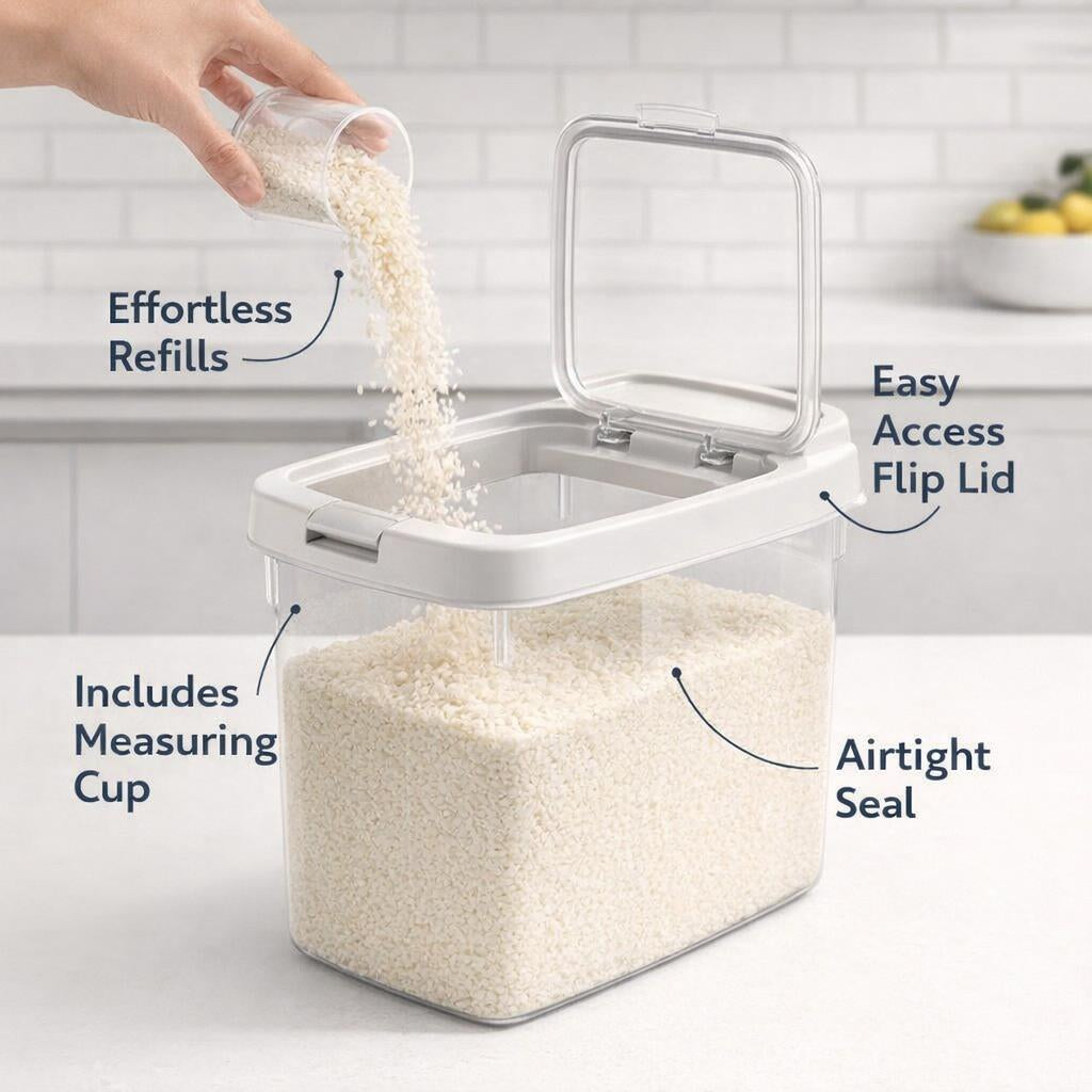 Large Cereal Storage Container, Airtight Grain Storage Bin, Kitchen Storage Containers, Pantry Organizers, Rice Storage Box, Dry Food Storage