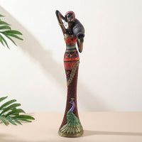 Afrocentric African Woman Figurine Tabletop African Woman Statue Intricate Female Statue with Hoop Earrings Traditional for Home Decorators, Entryway, Mantel