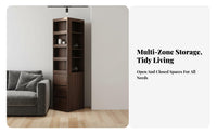 Slim silhouette Narrow Corner Shelving Unit Space-Saving Narrow Gap Shelving Unit mid-century styleperiod Modern Design Shelving Unit Freestanding for Book Lovers, Apartment Dwellers, Homeowners, Small Spaces, Next to Sofa, Living Room, Home Office