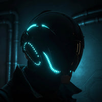 Futuristic Cyberpunk Helmet Mirrored Full-Face Helmet with Visor Cyber Headwear Sleek for Themed Events