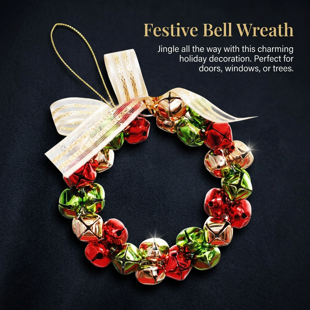Wreath for Christmas Front Door, Christmas Wreath Iron for Holiday Door, Festive Iron Hanging Ornament