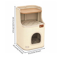 Cat with Scratcher Space Saving Cat House Padded Perch Cushioned Bed Animal Furniture for Cats, Small Apartment