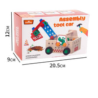 Early Learning DIY Assembly Tool Vehicle Portable with Handle Kids Screw and Nut Toy Set Multi-Configuration Build Take-Apart Toy Truck Solid Wood Construction for Preschoolers