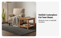 dual-level Square Table unadorned design 2-Tier Square Side Table Space-Saving
