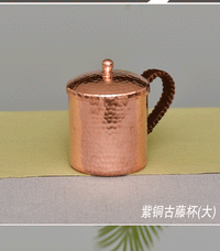 厂家直供纯紫铜加厚水杯泡茶杯黄铜冷水杯手工锤点铜制餐饮用具