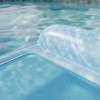 Two Air Chambers Mesh Lounge Mat Raised Side Sections Floating Lounge Mat with Pump Inflatable Pool Mat Rectangular for Adults, Children, Beach