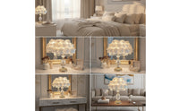Floral Flower Table Lamp Romantic Bedside Lamp Decorative Crystal-Style for Bedroom, Reading Corner