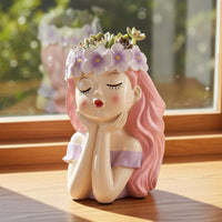 Fairy Plant Pot Creative Design Girl Planter Statue Decorative for Balcony, Desk