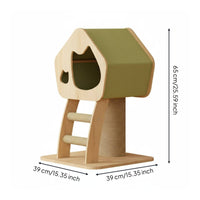 Small Cat Climbing Frame Space-Saving Cat Clawing Post with Bed Easy to Assemble Pet Furniture for Kittens, Indoor