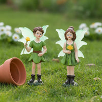 2 Pieces Miniature Fairy Garden Figures Handmade Glowing Appendage Elf Statues