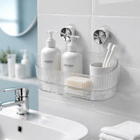 Suction Wall Shelf Space Saving Suction Cup Shower Organizer Easy to Clean