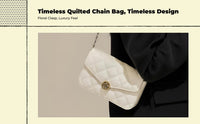 Quilted Chain Crossbody Bag, Geometric Handbag, Multi-Pocket