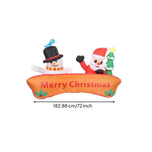 Santa and Snowman Inflatable Outdoor Snowman Inflatable Yard Decoration Three-Dimensional 6-Foot for Storefront