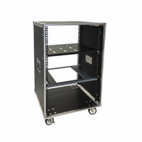 Mobile Audio Rack Locking Casters Mobile Equipment Case Removable Front and Rear Doors Rolling Audio Rack for Artists, DJs, Live Performance, Stage