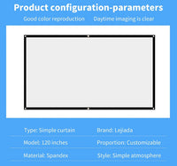 Toot Shadow Portable Foldable Soft Projector Screen 60-150 Inch 16:9