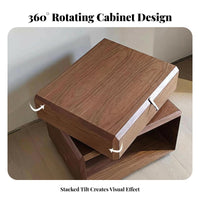 Rotating Drawer Nightstand Wabi-Sabi Aesthetic Rotating Storage Cabinet