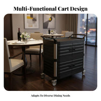 With casters 3-Tier utility Cart sturdyDuty 3-Shelf Rolling Server Large Capacity Commercial Equipment 360° pivoting Casters for Restaurant Staff, Kitchen Workers, Hotel, Canteen, Banquet Hall, Hospital
