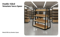Modular Design Double-Sided Island Shelf Adjustable Shelves Double-Sided Gondola Shelving Easy Assembly Retail Island Display Shelf Large Capacity for Supermarket Managers, Shopkeepers, Business Owners, Cosmetics Shop, Warehouse, Garage, Away Ice