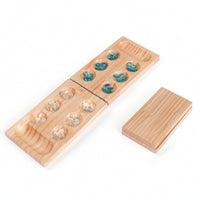 Traditional Wooden Mancala Game Foldable Mancala Board Game Folding Portable for Families, Kids, Classrooms, Travel