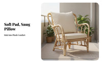 3 Pieces 3-Piece Rattan Breakfast Set Comfortable Padding 3-Piece Seating Group Pastoral Design Easy to Clean for Adults
