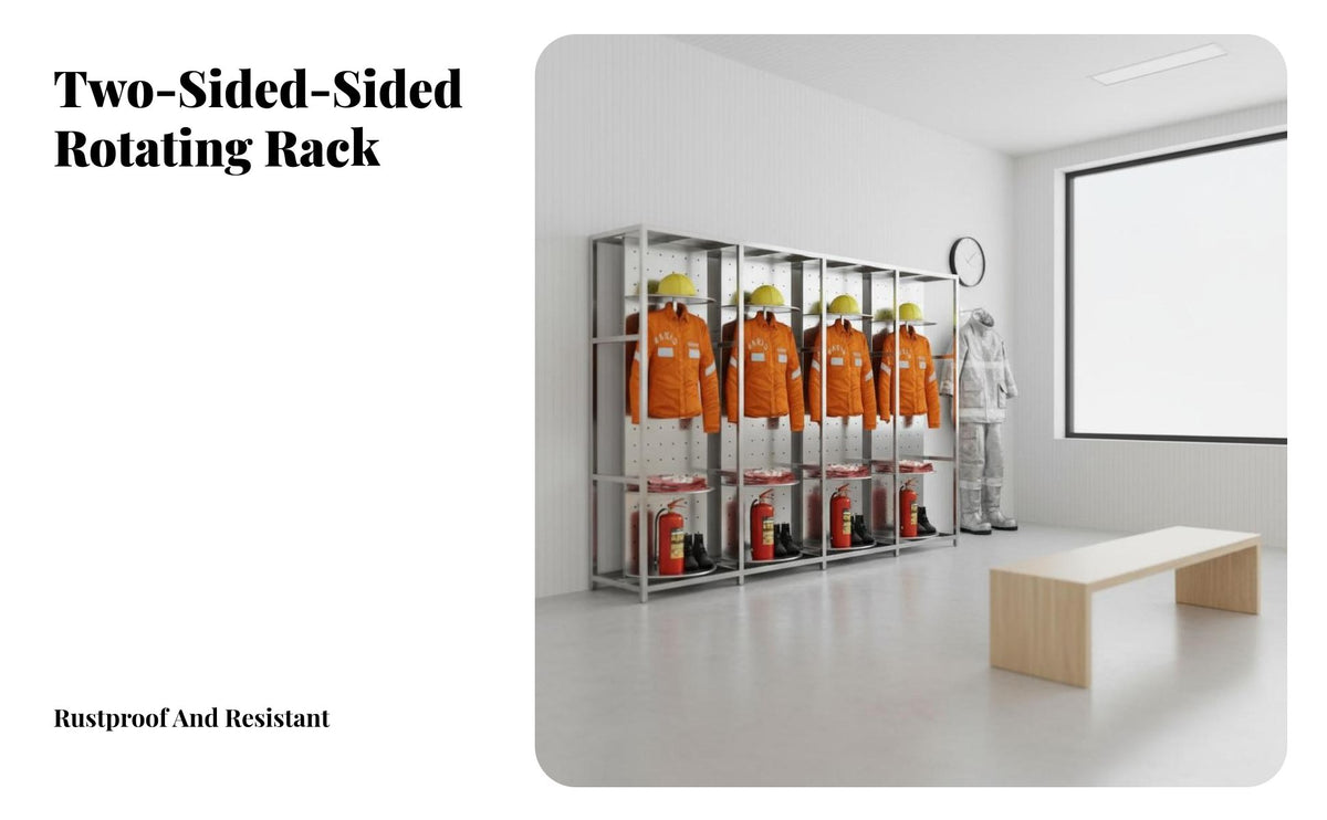Double-Sided Turnout Gear Rack Quick Access Rotating Fire Suit Stand High-Temperature Resistant Firefighter Uniform Rack for Firefighters, Locker Room