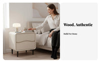 Fluted Drawer Nightstand Rounded Corners Wavy Front Cabinet Ample Storage