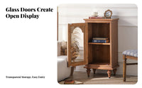 Wooden Nightstand with Glass Door French design End Table centuryera Modern Design adaptable Use for Living Room, Small areas