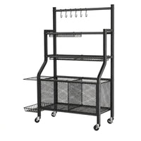 Garage Sports Equipment Organizer Smooth-Rolling Ball Storage Rackwith Wheels Heavy-Duty Garage Organizer with Shelves for Gym, Basement, Game Room